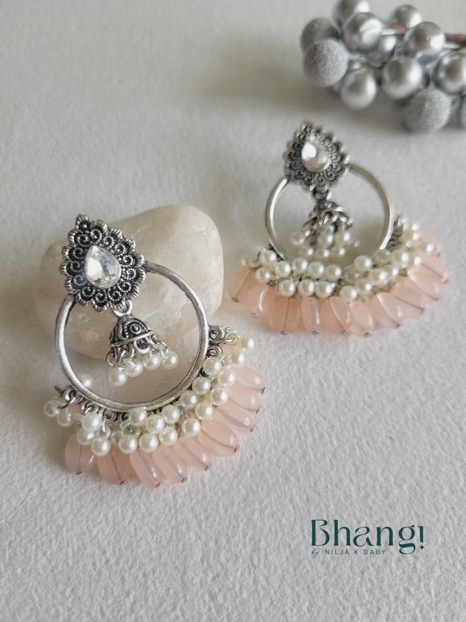 Blush Pearl Jhumka Hoops