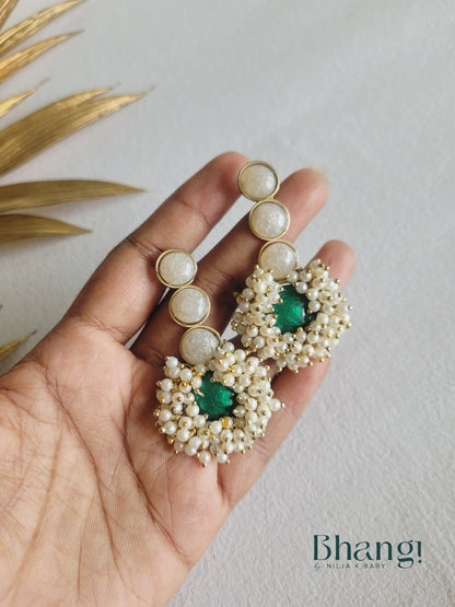 Emerald Pearl Bloom Earrings