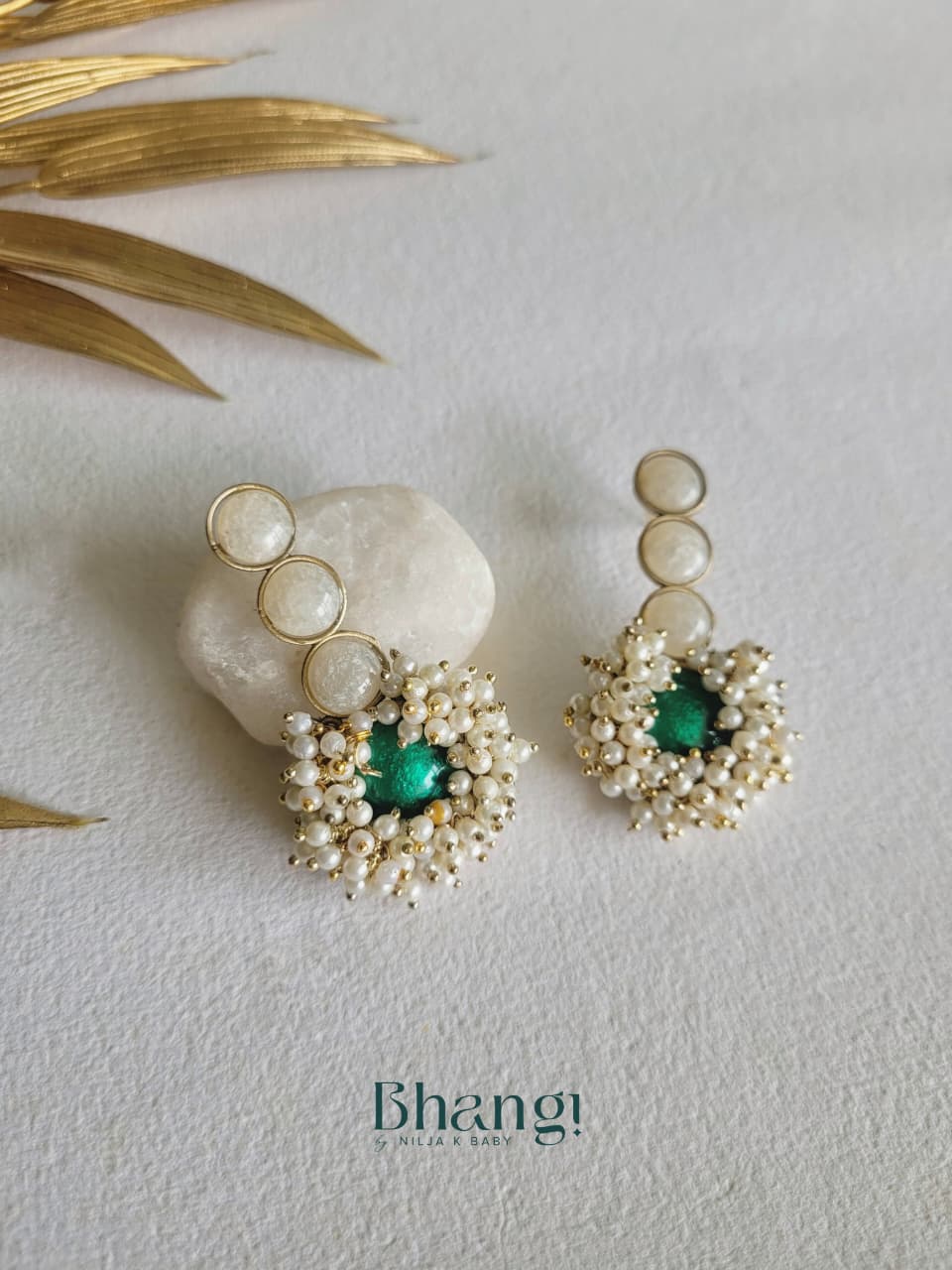 Emerald Pearl Bloom Earrings