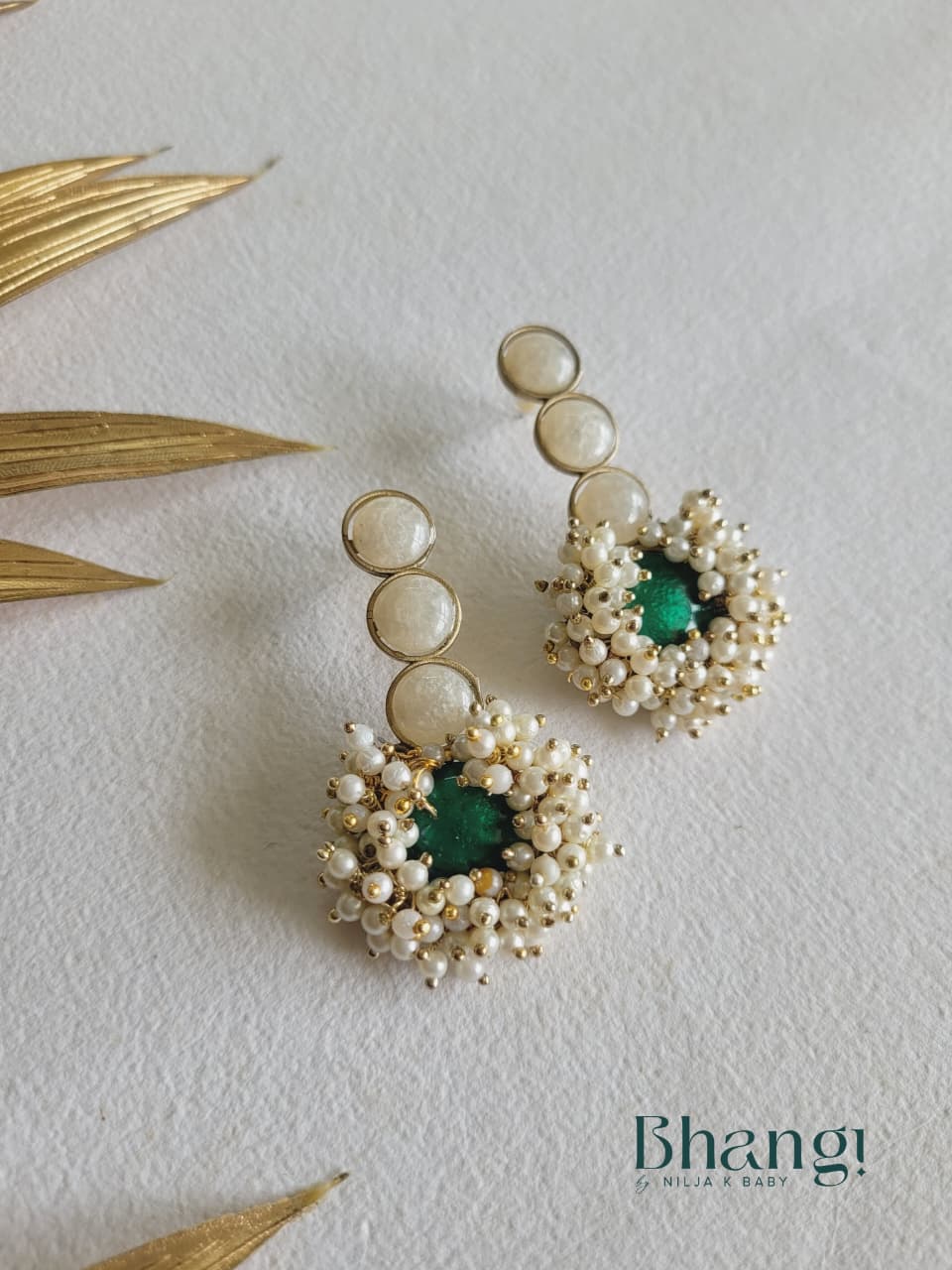 Emerald Pearl Bloom Earrings
