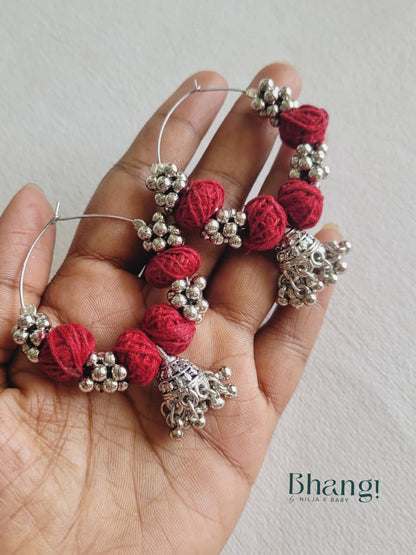 Ruby Thread Jhumka Hoops