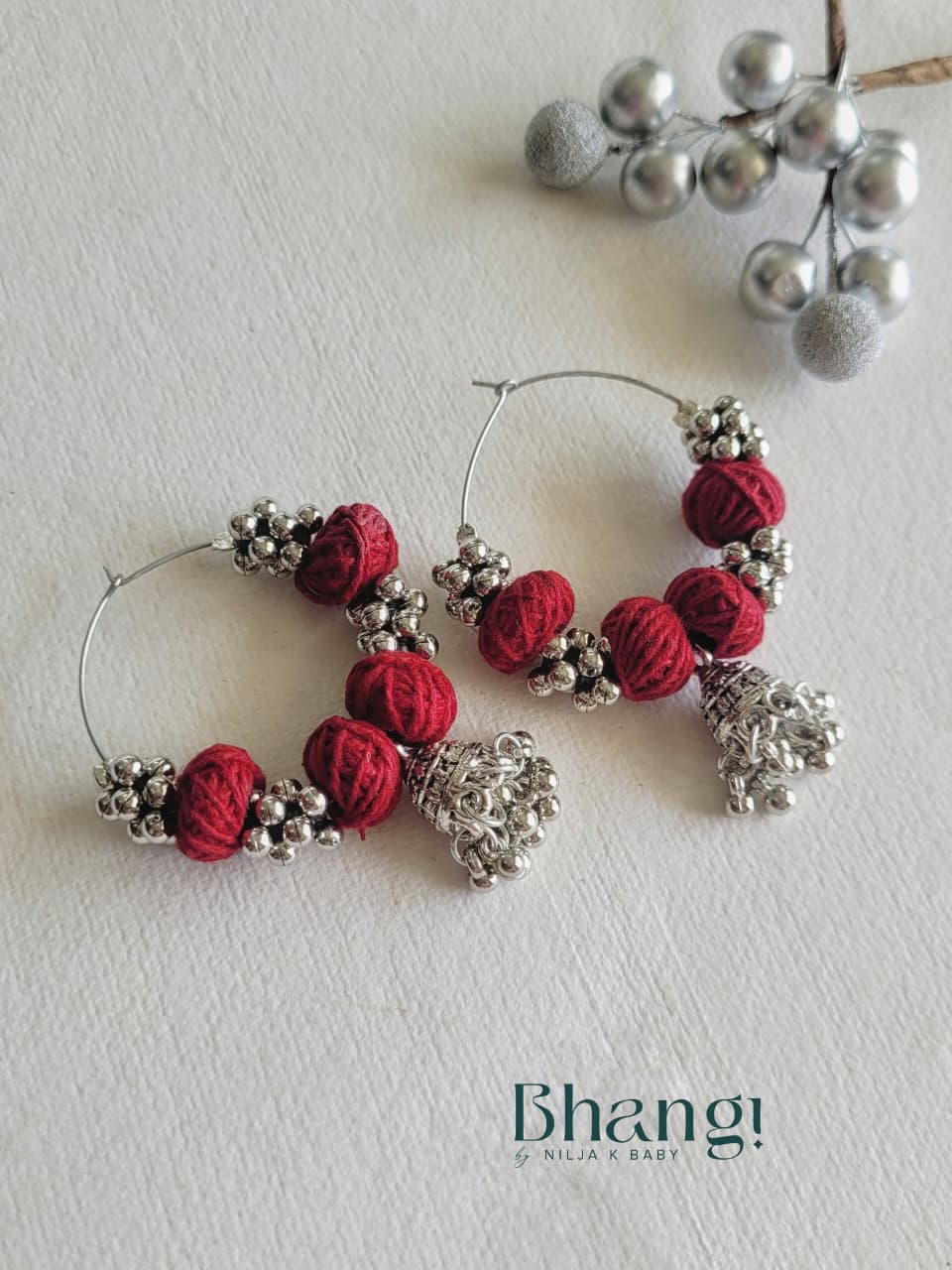 Ruby Thread Jhumka Hoops
