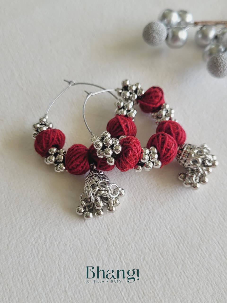 Ruby Thread Jhumka Hoops