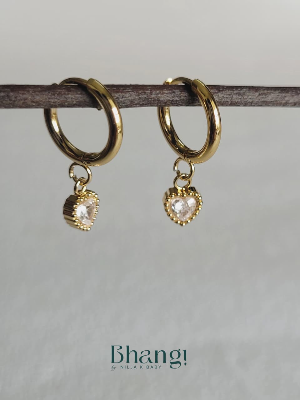 Dainty Heart Drop Hoops