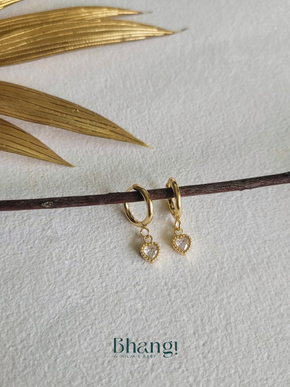 Dainty Heart Drop Hoops