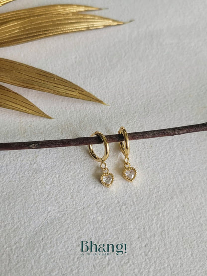 Dainty Heart Drop Hoops