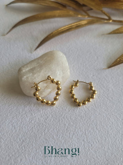 Golden Bead Halo Hoops