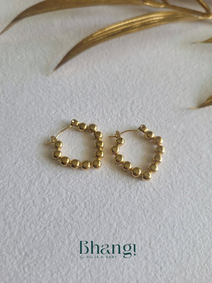 Golden Bead Halo Hoops