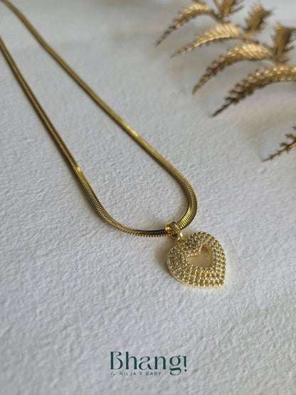 Golden Heart Halo Necklace
