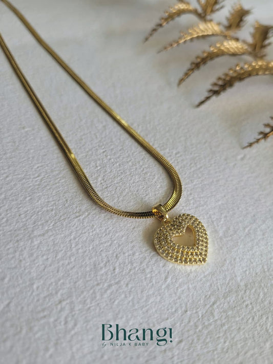 Golden Heart Halo Necklace