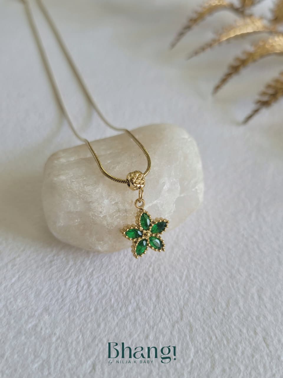 Emerald Blossom Pendant Necklace