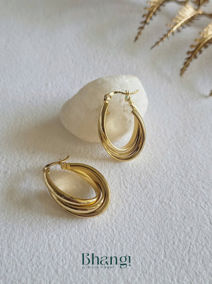 Luna Drop Hoop Earrings