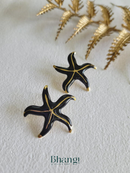 Midnight Starfish Studs