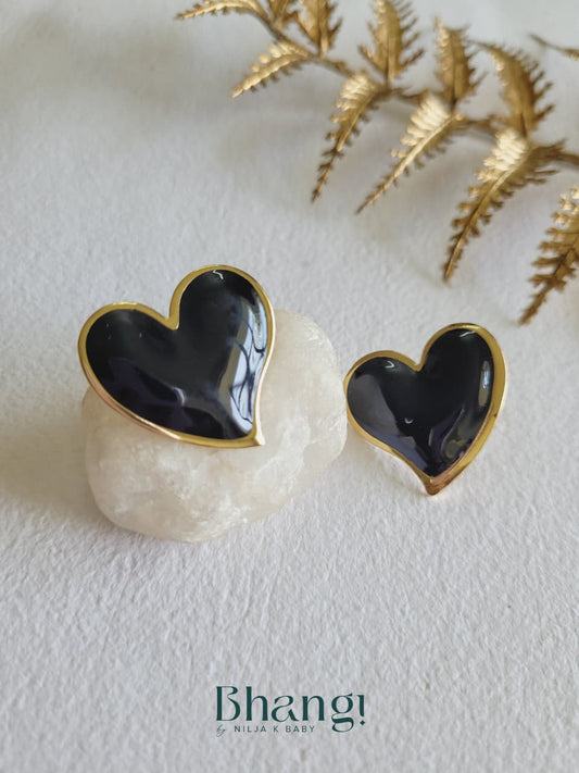 Midnight Heart Statement Studs