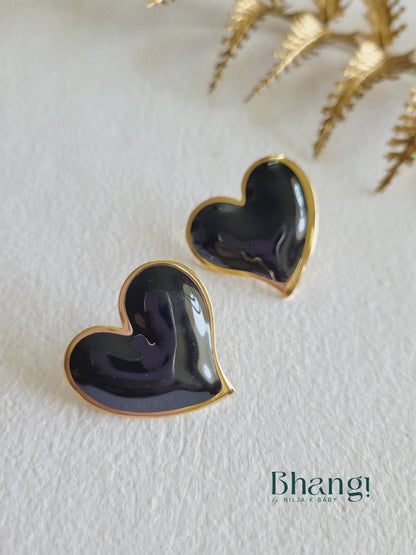 Midnight Heart Statement Studs
