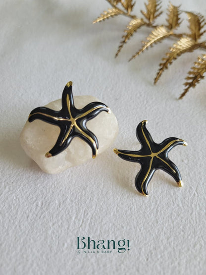 Midnight Starfish Studs