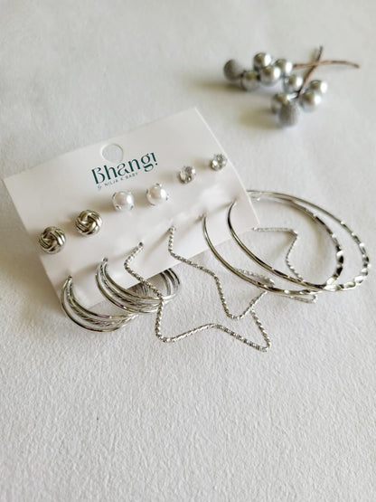 Silver Starlight Edit - 6 Pair Earring Combo Set