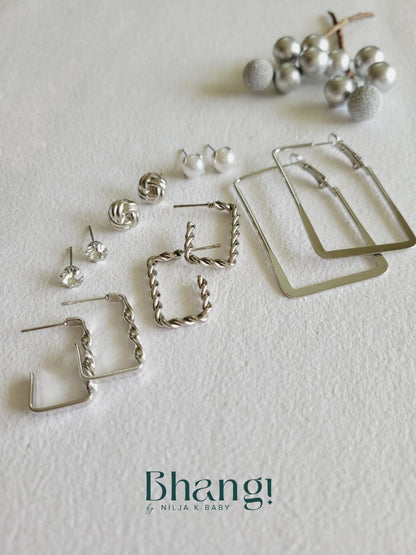 Silver Essentials Edit - 6 Pair Earring Combo Set