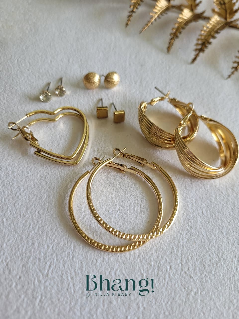 Golden Hearts Edit  - 6 Pair Earring Combo Set