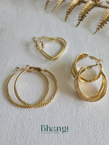 Golden Hearts Edit  - 6 Pair Earring Combo Set