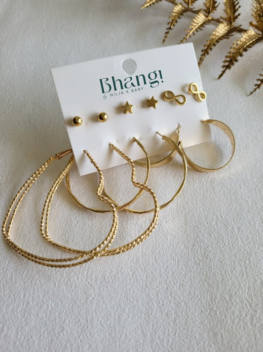 Golden Glow Edit - 6 Pair Earring Combo Set