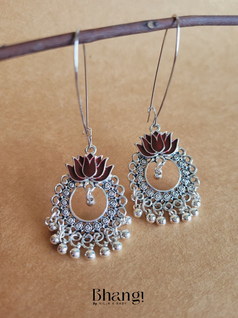 Lotus Chandbali Earrings – Brown
