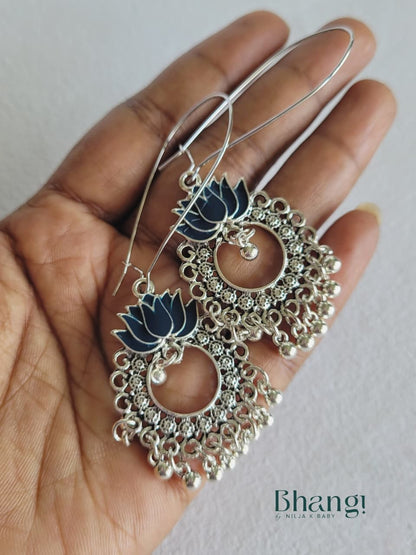 Lotus Chandbali Earrings – Royal Blue