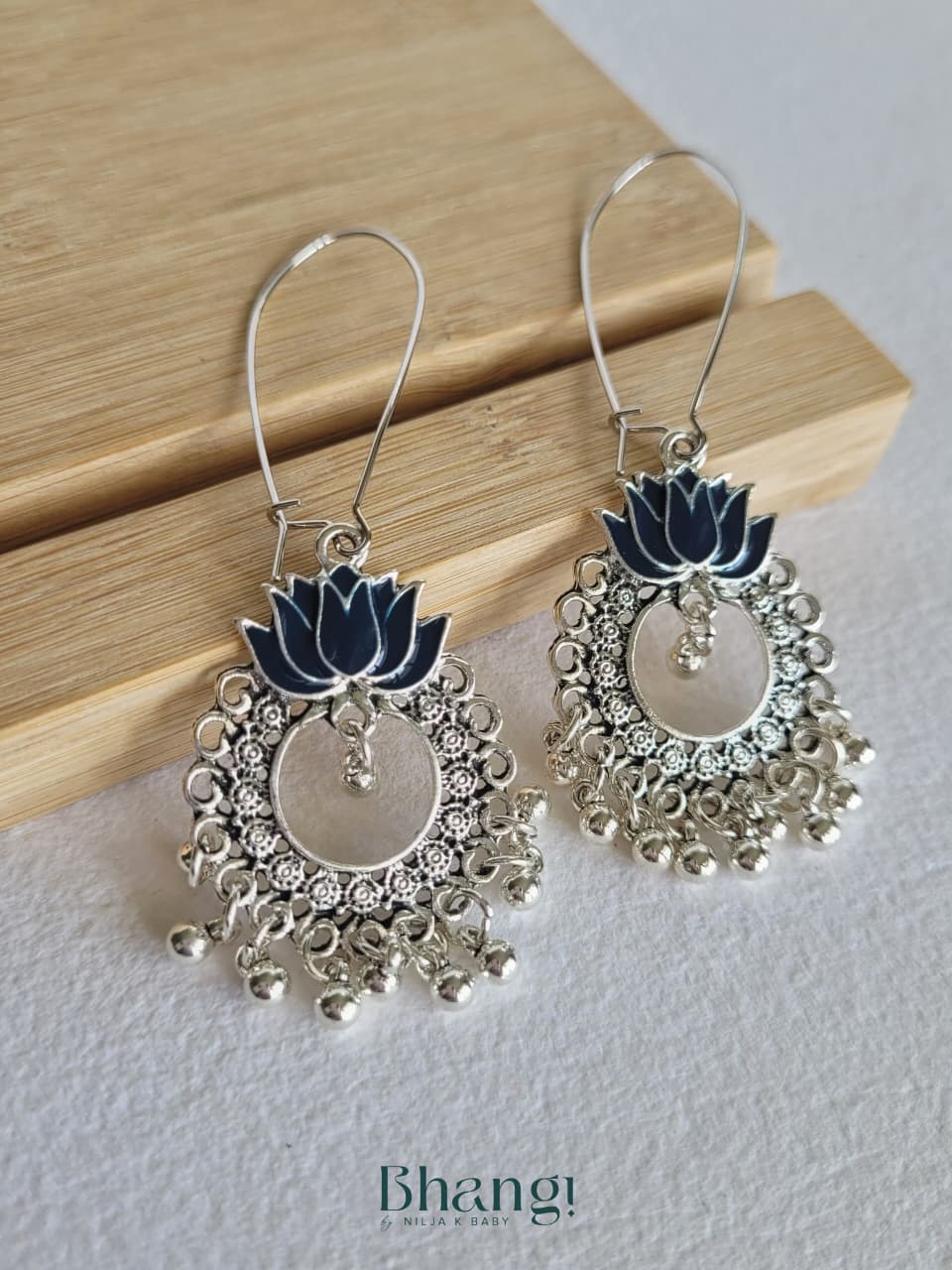 Lotus Chandbali Earrings – Royal Blue
