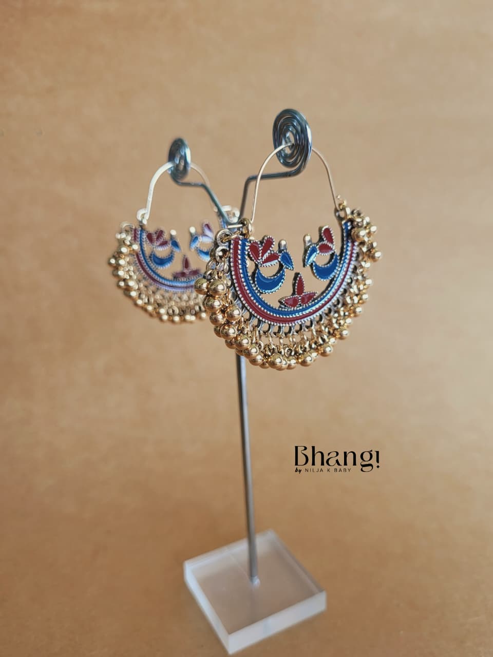 Floral Chandbali Earrings – Royal Blue