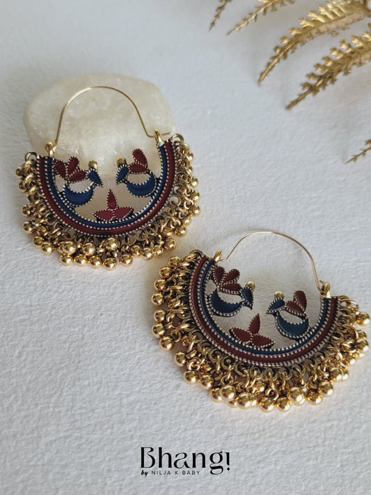 Floral Chandbali Earrings – Royal Blue