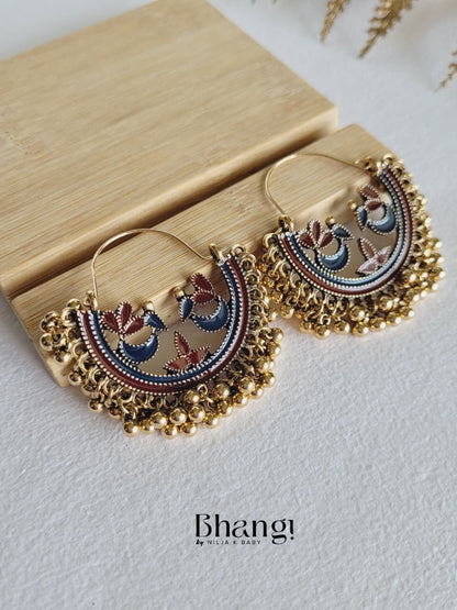 Floral Chandbali Earrings – Royal Blue