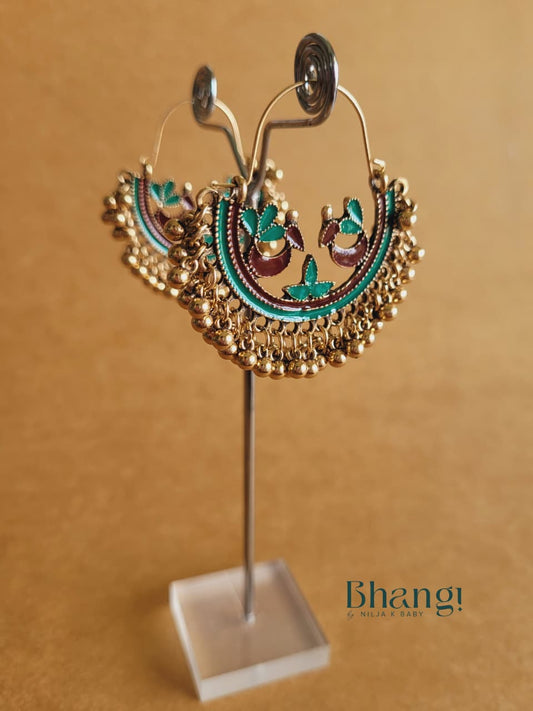 Floral Chandbali Earrings – Emerald Green