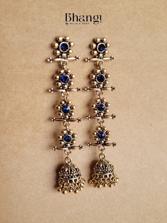 Layered Jhumka Earrings – Royal Blue