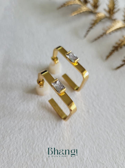 Luna Frame Crystal Hoops