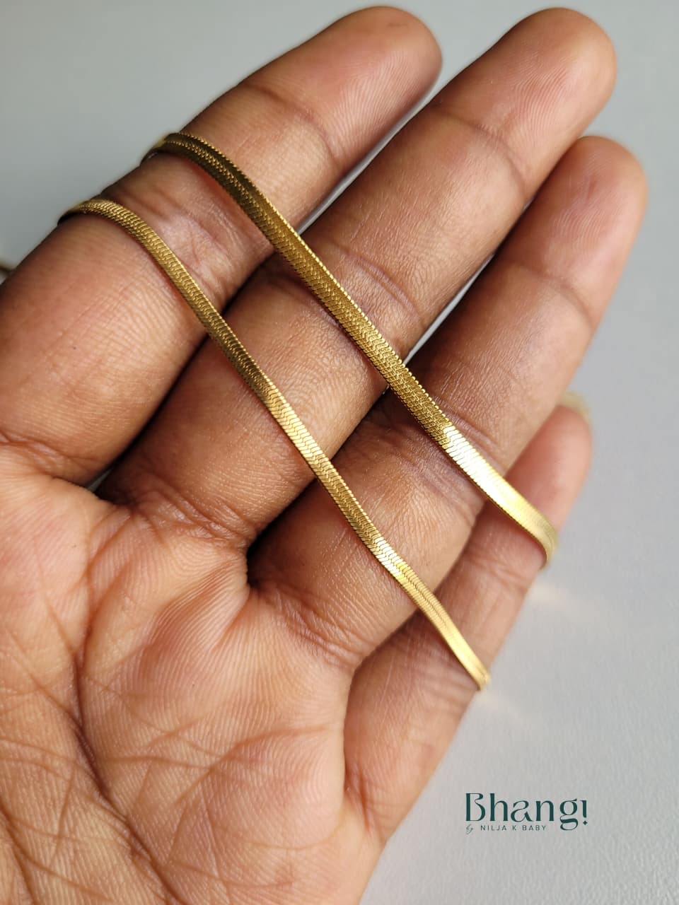 Classic Gold Herringbone Chain Necklace for Women | Minimal Flat Snake Chain