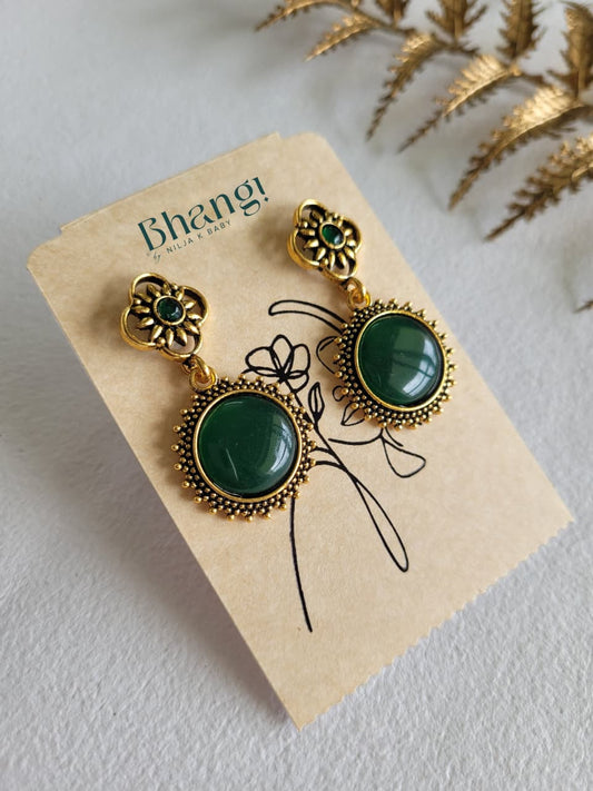 Emerald Royale Brass Earrings
