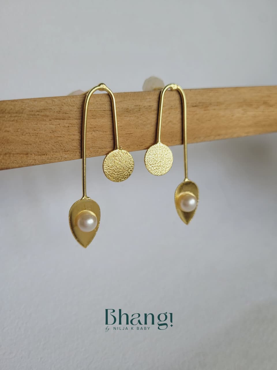 Pearl Orbit Brass Earrings