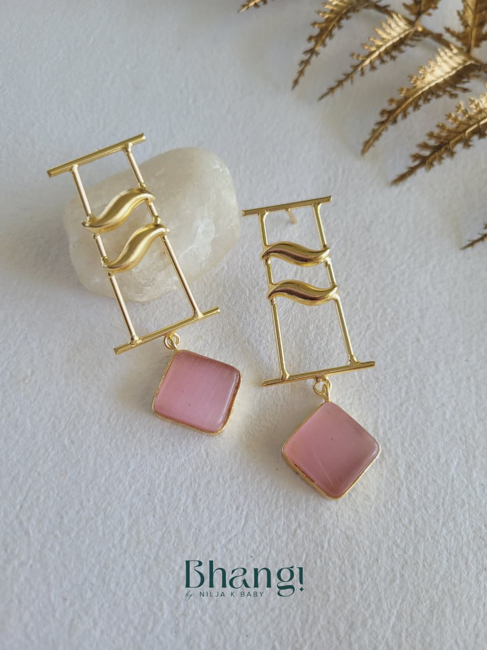 Blush Harmony Brass Earrings