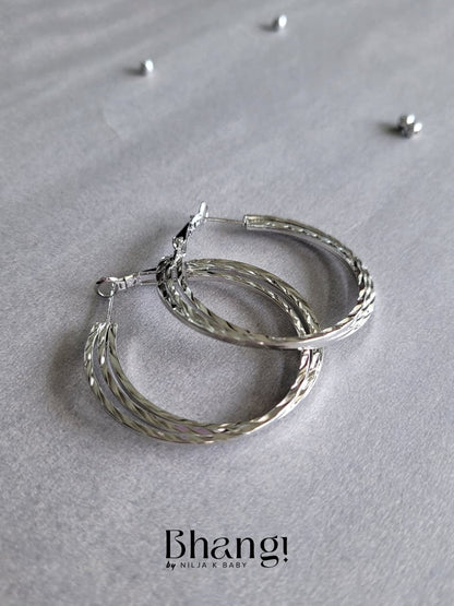 Twine Hoop Earrings – Silver