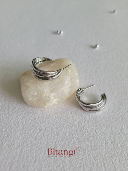 Trinity Hoop Earrings – Silver