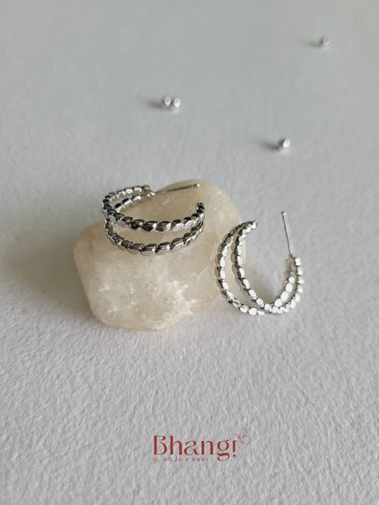 Luna Double Hoop Earrings – Silver