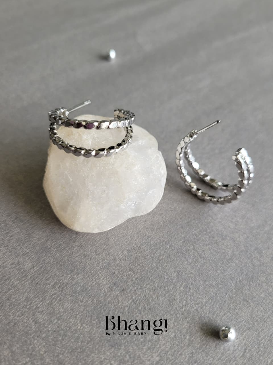 Luna Double Hoop Earrings – Silver