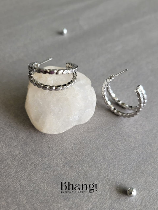Luna Double Hoop Earrings – Silver