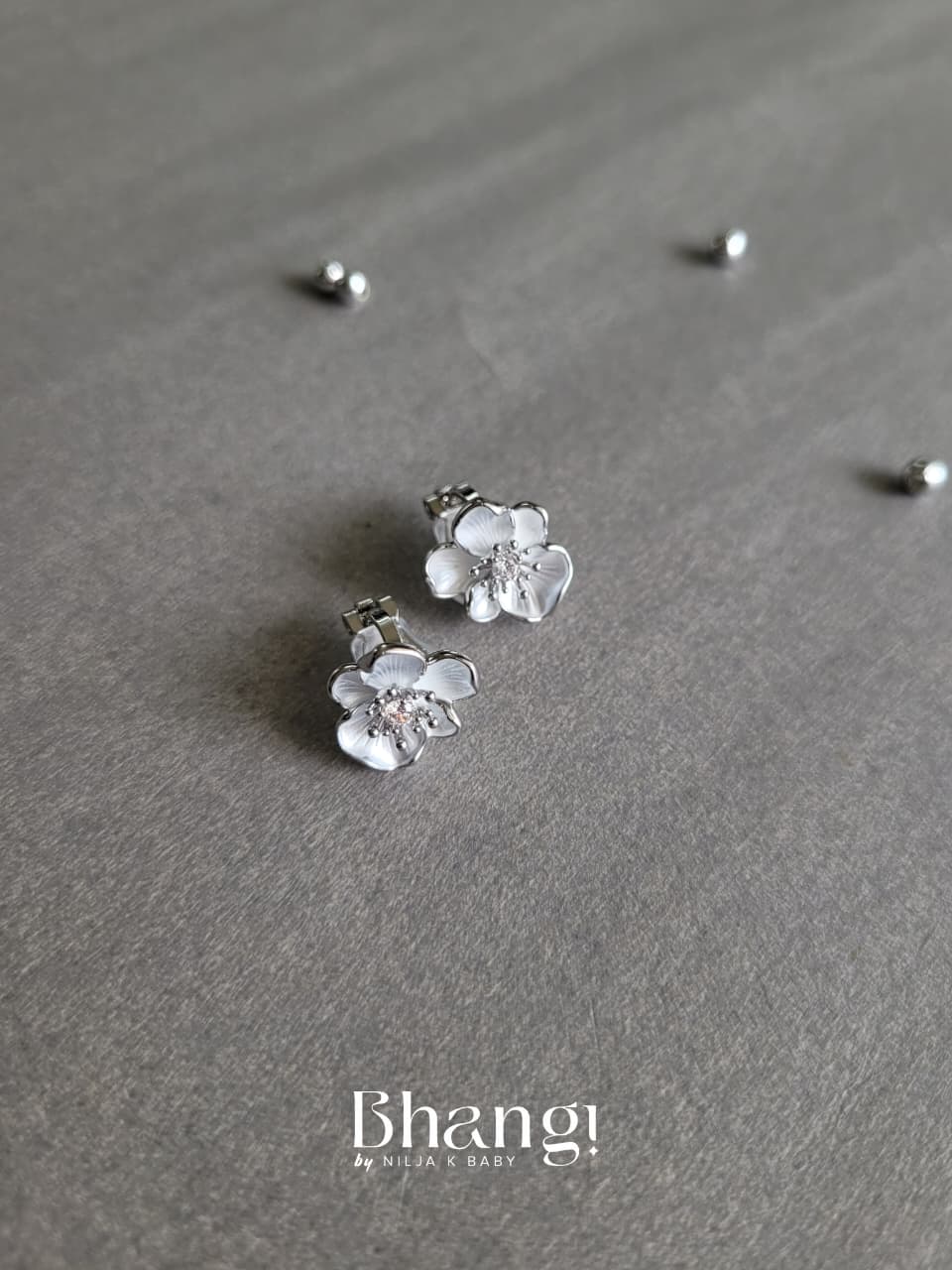 Bloom Petal Stud Earrings – Silver