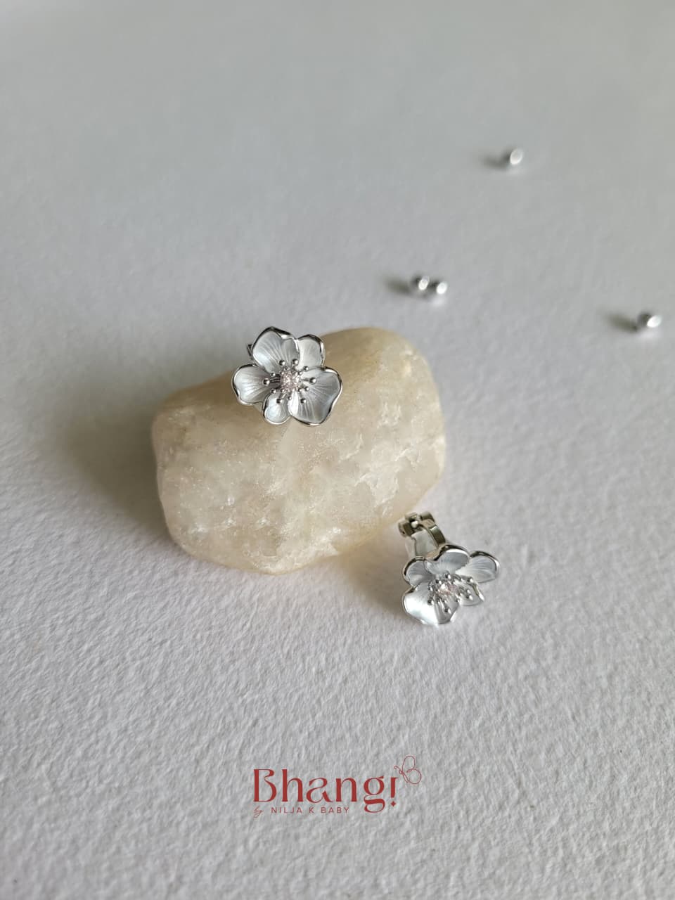 Bloom Petal Stud Earrings – Silver