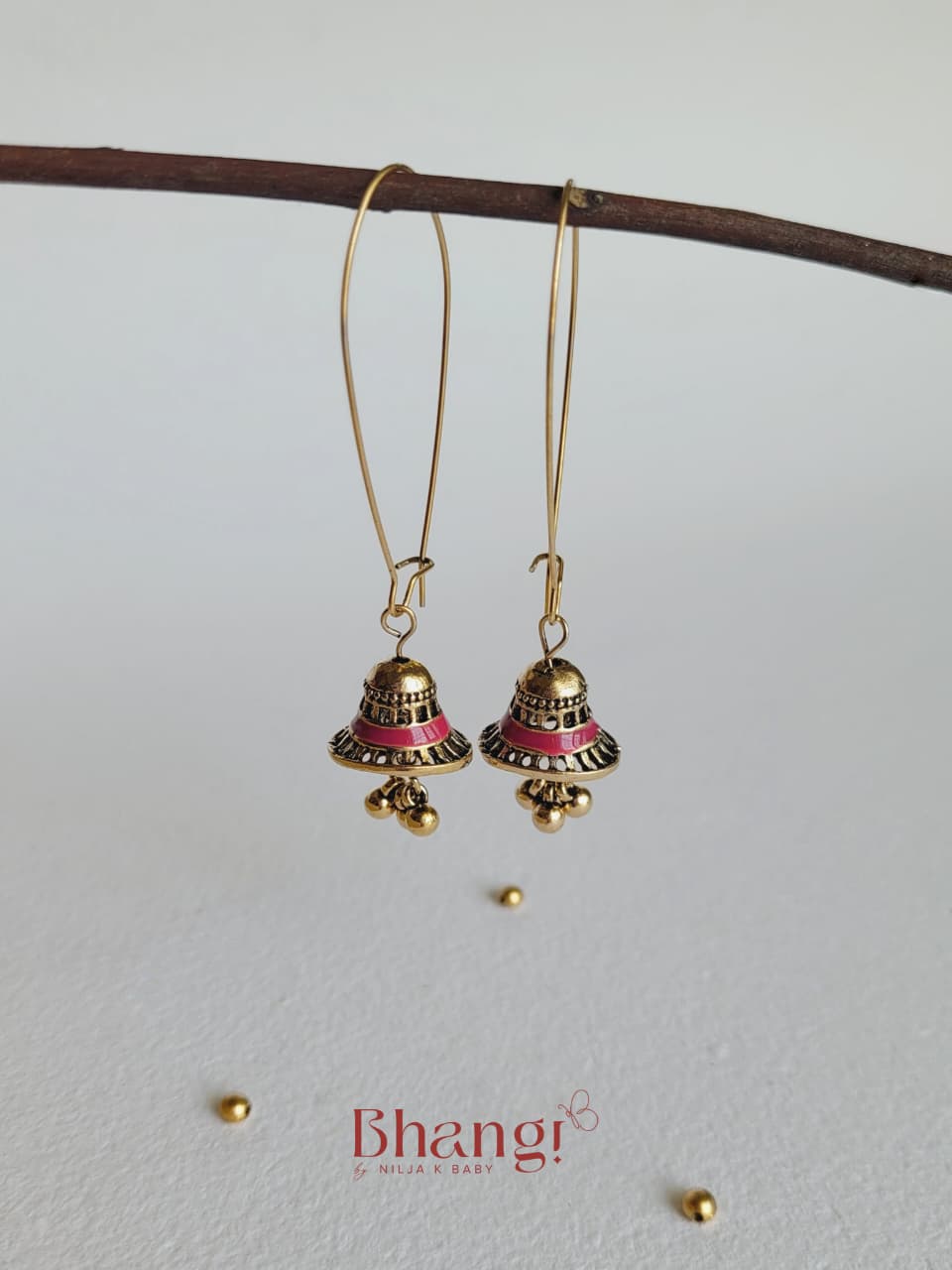 Mira Pink Jhumka Earrings
