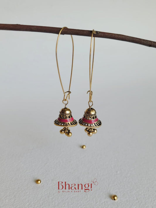Mira Pink Jhumka Earrings