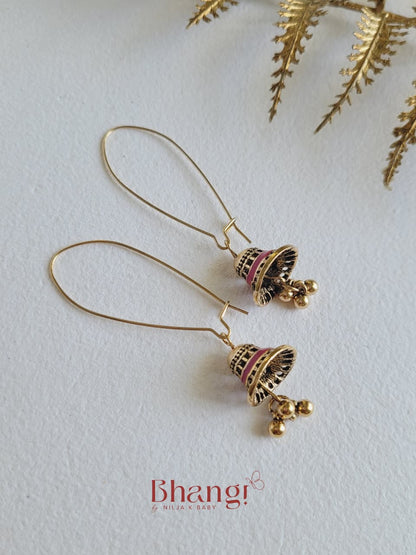 Mira Pink Jhumka Earrings