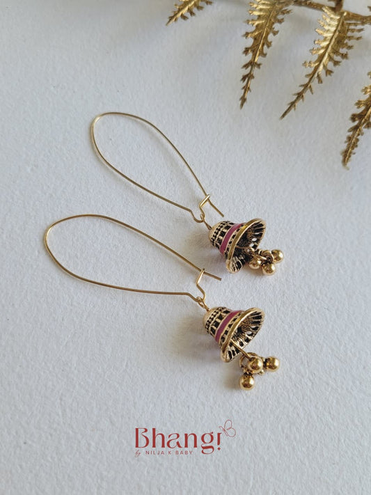 Mira Pink Jhumka Earrings