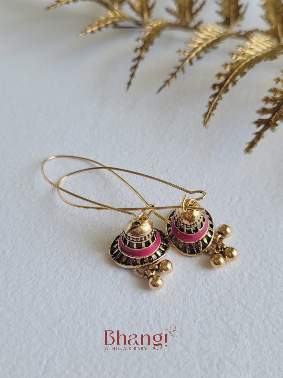 Mira Pink Jhumka Earrings